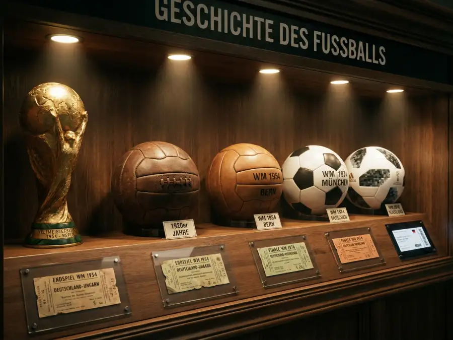 Historische Szenen der Fußball-Weltmeisterschaft von 1930 bis heute in einer Collage